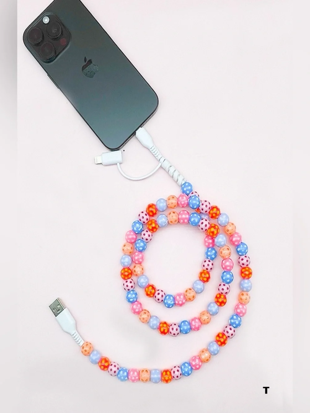 TIK TOK BEADED DUAL USB FAST CHARGING CABLE